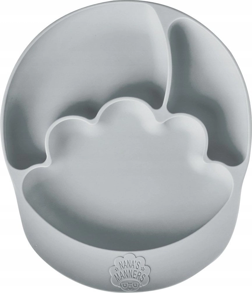 Gray silicone plate with suction cup